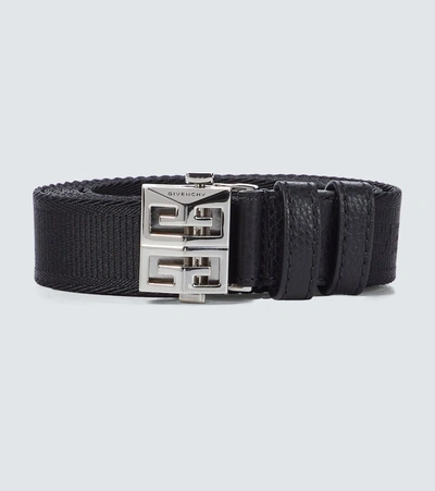 Givenchy 4g Buckle Canvas Belt In Black