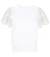 SEE BY CHLOÉ LACE-TRIMMED COTTON T-SHIRT,P00578906