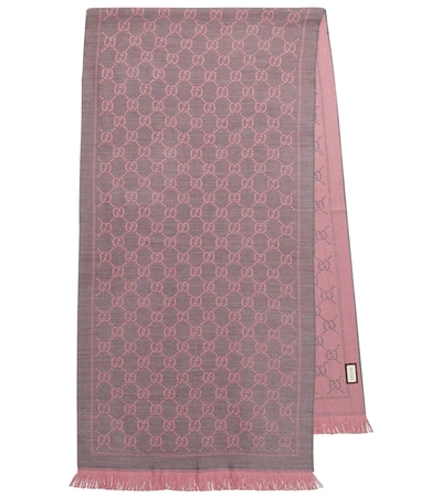 Gucci Gg Wool Scarf In Pink