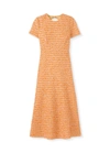 St John Transparent Textured Tweed Knit Dress In Orange Multi