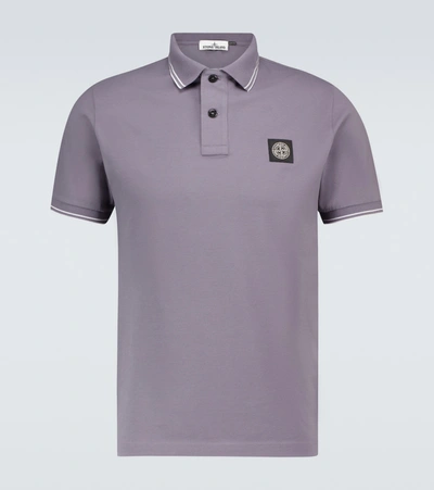 Stone Island Short-sleeved Cotton Polo Shirt In Grey