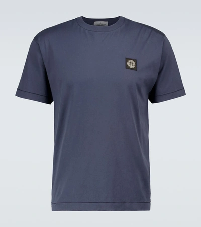 Stone Island Short-sleeved Cotton T-shirt In Blue
