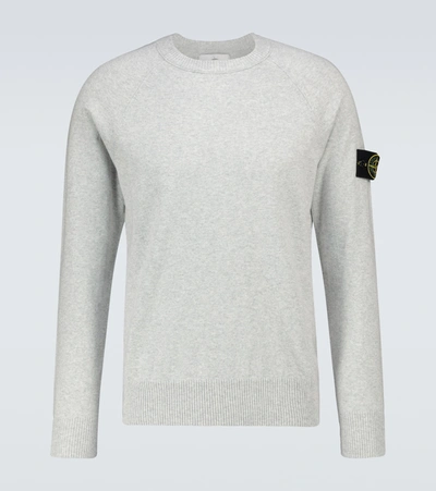 Stone Island Crewneck Cotton Sweater In Grey