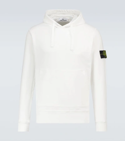 Stone Island Logo Patch Hooded Sweatshirt In White