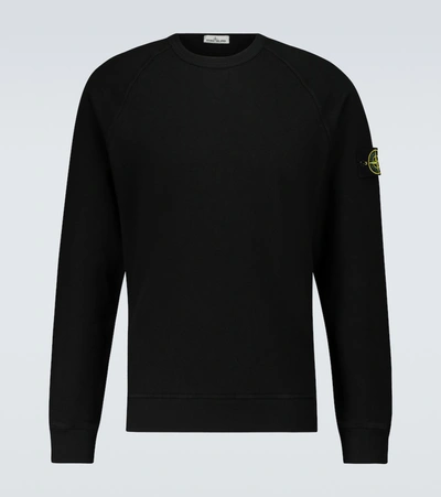 Stone Island Crewneck Cotton Sweatshirt In Black