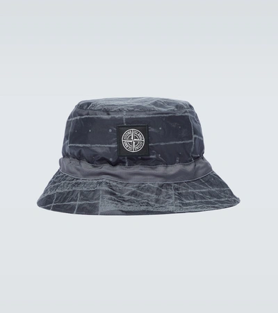 Stone Island Reflective Grid On Lamy-tc Bucket Hat In Grey