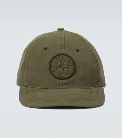 Stone Island Logo Cap In Green