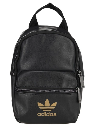 Adidas Originals Mini Logo Faux Leather Backpack In Black