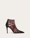 Valentino Alcove Rockstud Patent-leather Ankle Boots In Black
