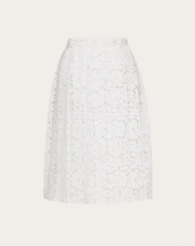 Valentino Sangallo-embroidered Cotton-blend Skirt In White