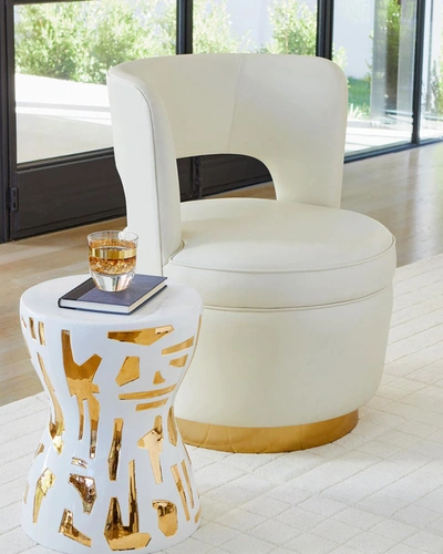 Emporium Home For William D Scott Stella Milk Leather Swivel Chair
