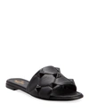 Valentino Roman Stud Quilted Slide Sandals In Ju5 Rouge Pur