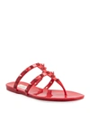 VALENTINO GARAVANI JELLY ROCKSTUD FLAT THONG SANDALS,PROD240100073