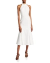 Milly Penelope Halter Neck Cady Dress In Ecru