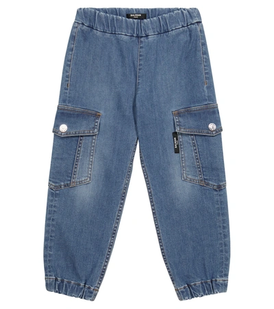 Balmain Kids' Denim Pants In Blue