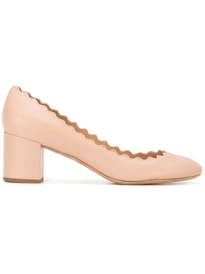 Chloé Lauren Scalloped Suede Pumps In Pink