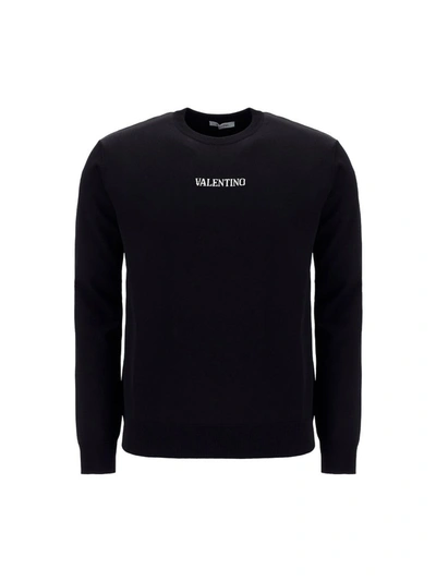 Valentino Intarsia-logo Crew-neck Jumper In Black