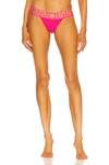 Versace Greca-border Stretch Cotton Thong In Fuchsia