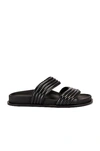 Alaïa Black Leather Flat Sandals In Noir