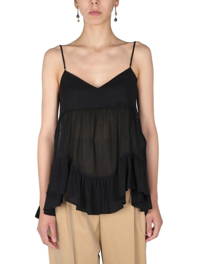 Alexander Mcqueen Womens Black Ruffled Cotton And Silk-blend Top 8