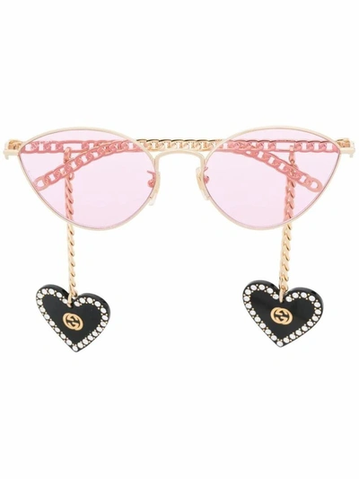Gucci Women's  Pink Metal Sunglasses