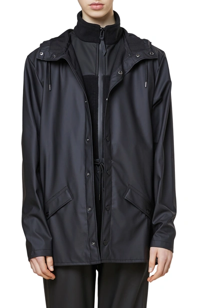 Rains Waterproof Hooded Long Jacket In Black