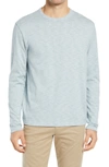 Vince Regular Fit Stretch Cotton Thermal Long Sleeve T-shirt In Dark Morning Blue/ Off White