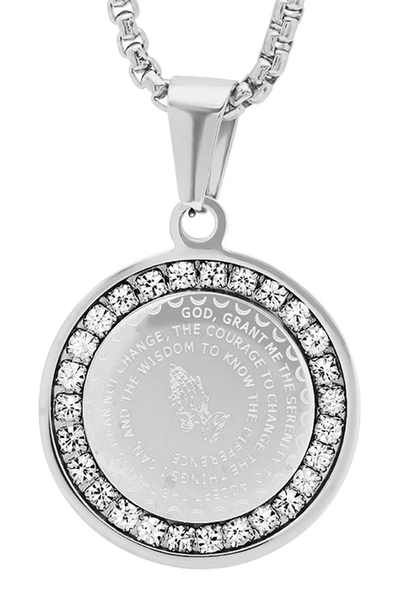 Hmy Jewelry The Serentiy Prayer Crystal Pendant Necklace In Metallic