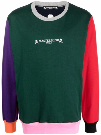 Mastermind Japan Mastermind World Colour Block Crewneck Sweatshirt In Multi