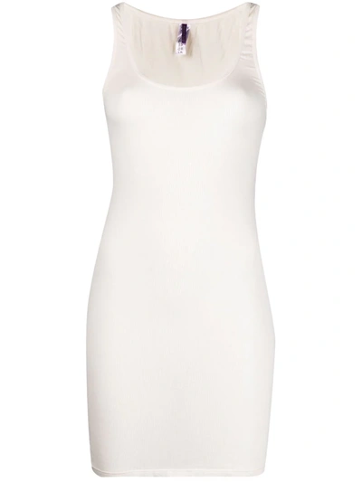 Maison Close Ribbed Mini Dress In White
