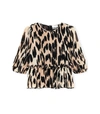 Ganni Leopard-print Pleated Georgette Top In Animal Print