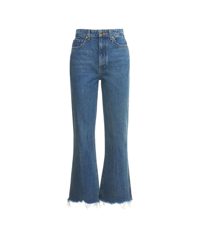 Khaite Gabbie Crop Bell Bottom Jeans In Blue