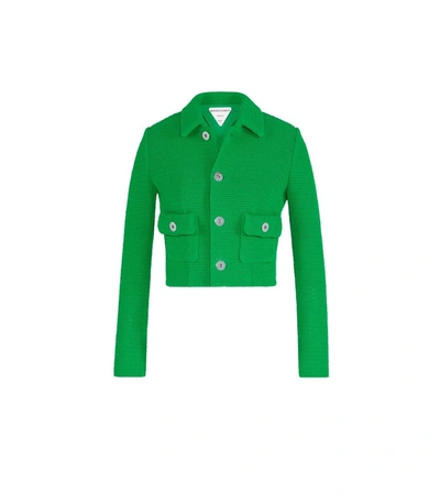 Bottega Veneta Mesh Crop Jacket In Green