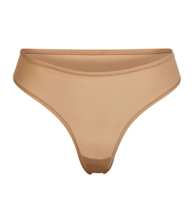 Skims Fits Everybody Cheeky Thong In Brown