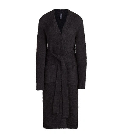 Skims Cozy Knit Bouclé Robe In Black