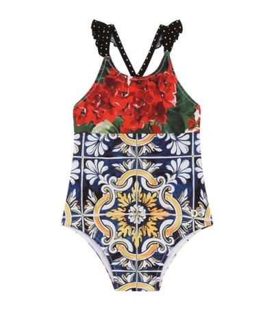 Dolce & Gabbana Baby Girl's Multi-print One-piece Swimsuit In Neutral