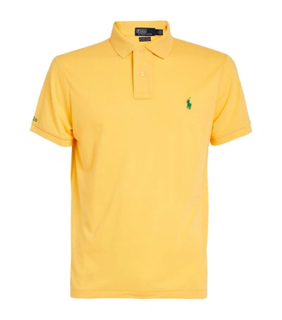 Polo Ralph Lauren Cotton Mesh Solid Custom Slim Fit Polo Shirt In Empire Yellow Heather