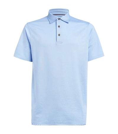 Purdey Berkshire Cotton-blend Piqué Polo Shirt In Blue