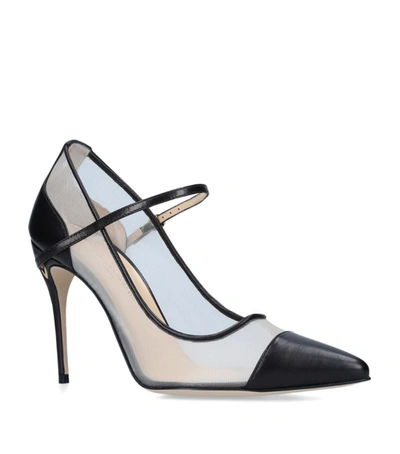 Jennifer Chamandi Leather Mesh-panel Lorenzo Pumps 105 In Black