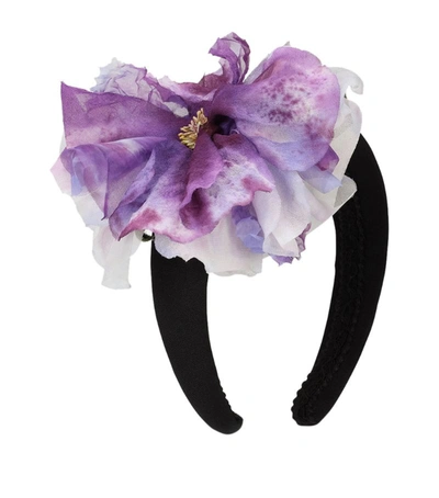 Dolce & Gabbana Silk Headband With Flower In Multi