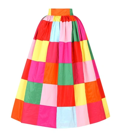 Dolce & Gabbana Patchwork Taffeta Maxi Skirt In Multicolor