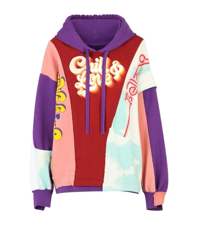 Dolce & Gabbana Patchwork Jersey Hoodie With Chill & Love Dg Print In White