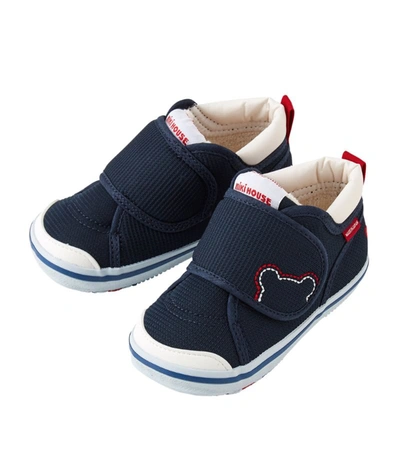 Miki House Velcro Bear Shoes In Navy