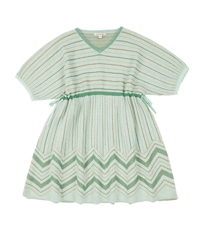 Caramel Kids' Jellyfish Striped Cotton-blend Dress In Green