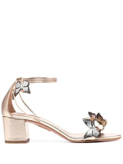 Aquazzura Papillon 50mm Sandals In Gold