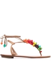 AQUAZZURA TUTTI FRUTTI EMBELLISHED FLAT SANDALS