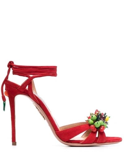Aquazzura Tutti Frutti 105mm Sandals In Red