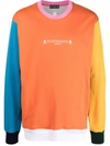 Mastermind Japan Mastermind World Color Block Crewneck Sweatshirt In Orange