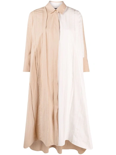 Joseph Dany Oversized Color-block Cotton And Linen-blend Shirt Dress In Linen/off White