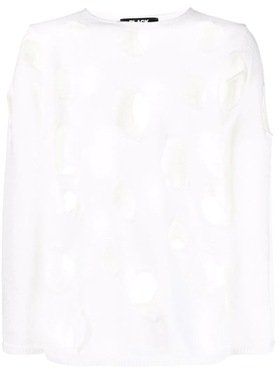 Black Comme Des Garçons Cut-out Hole Jumper In White